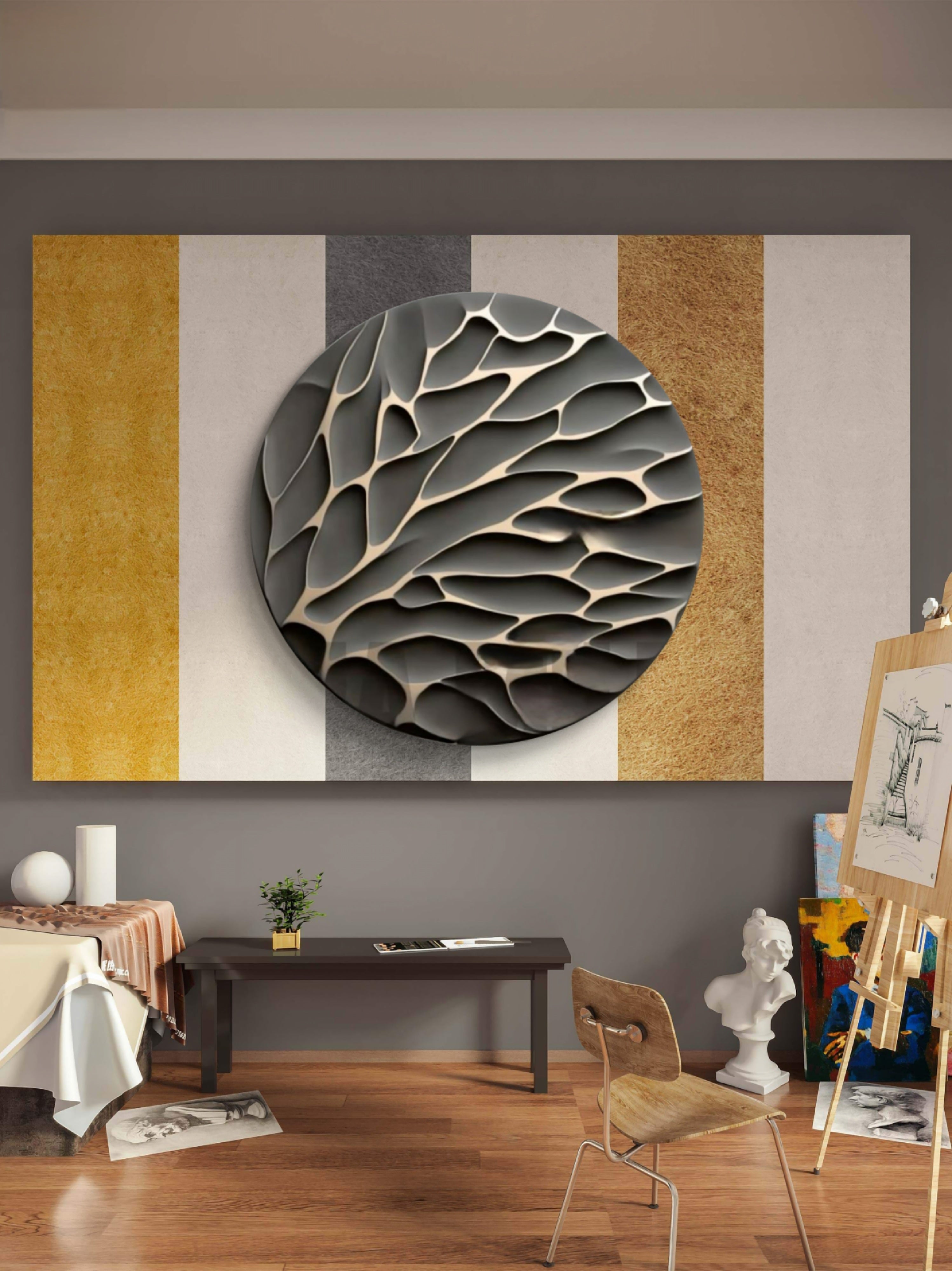 Round 3d wall art, wall panel, sculptural art