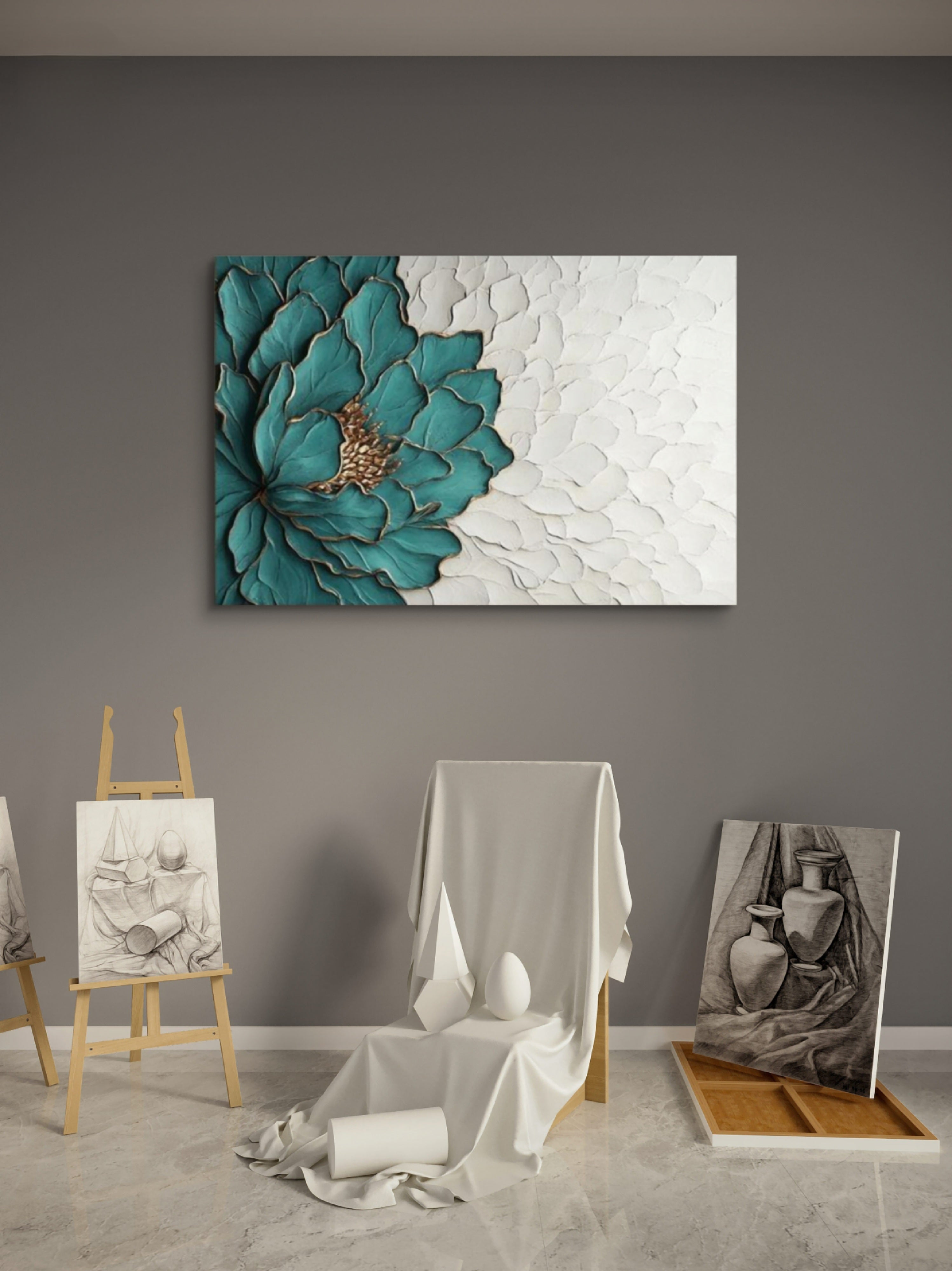 Wall painting, 3d sculptural wall painting