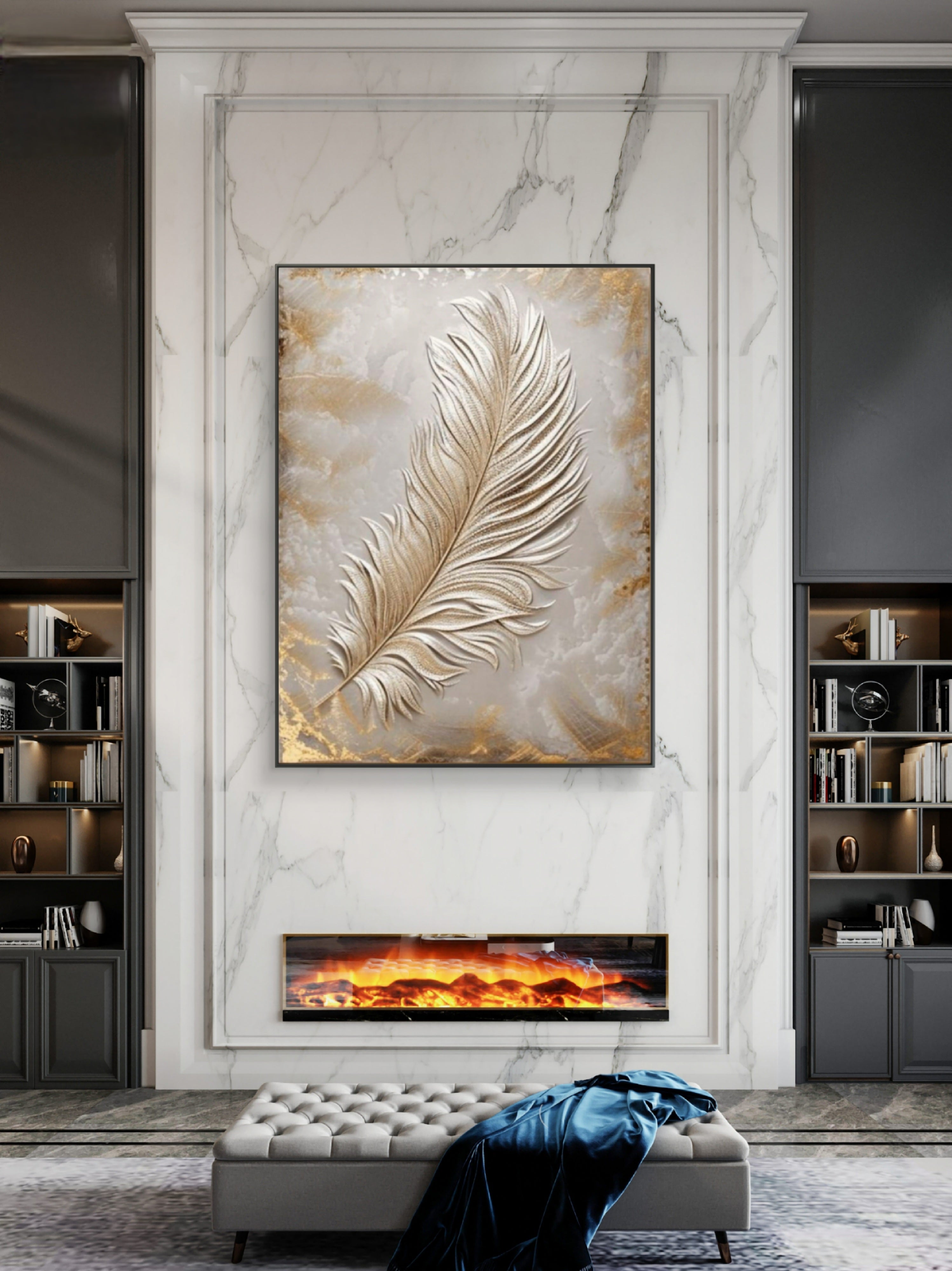 Feather Wall Painting, 3d sculptural painting