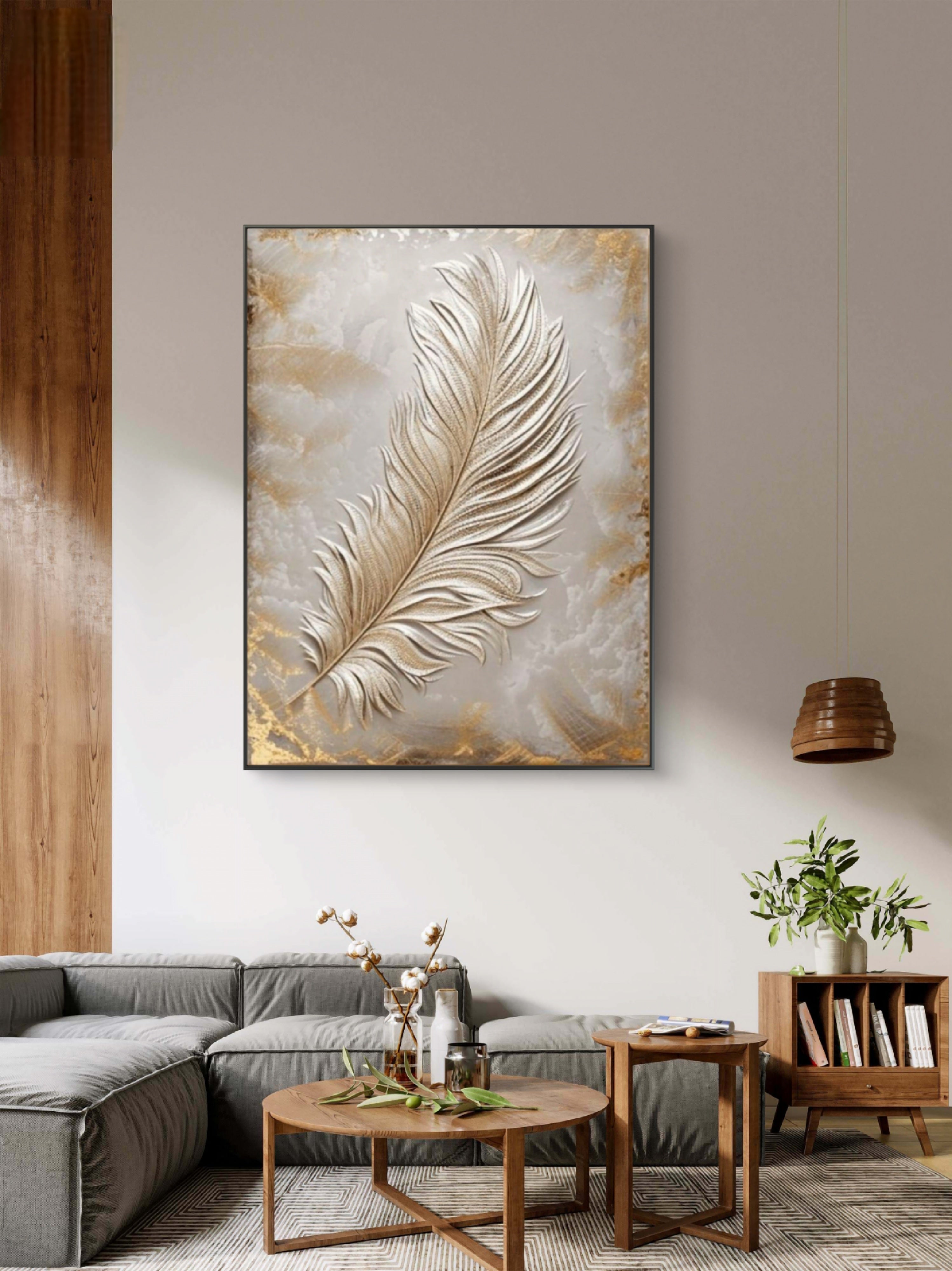 Feather Wall Painting, 3d sculptural painting