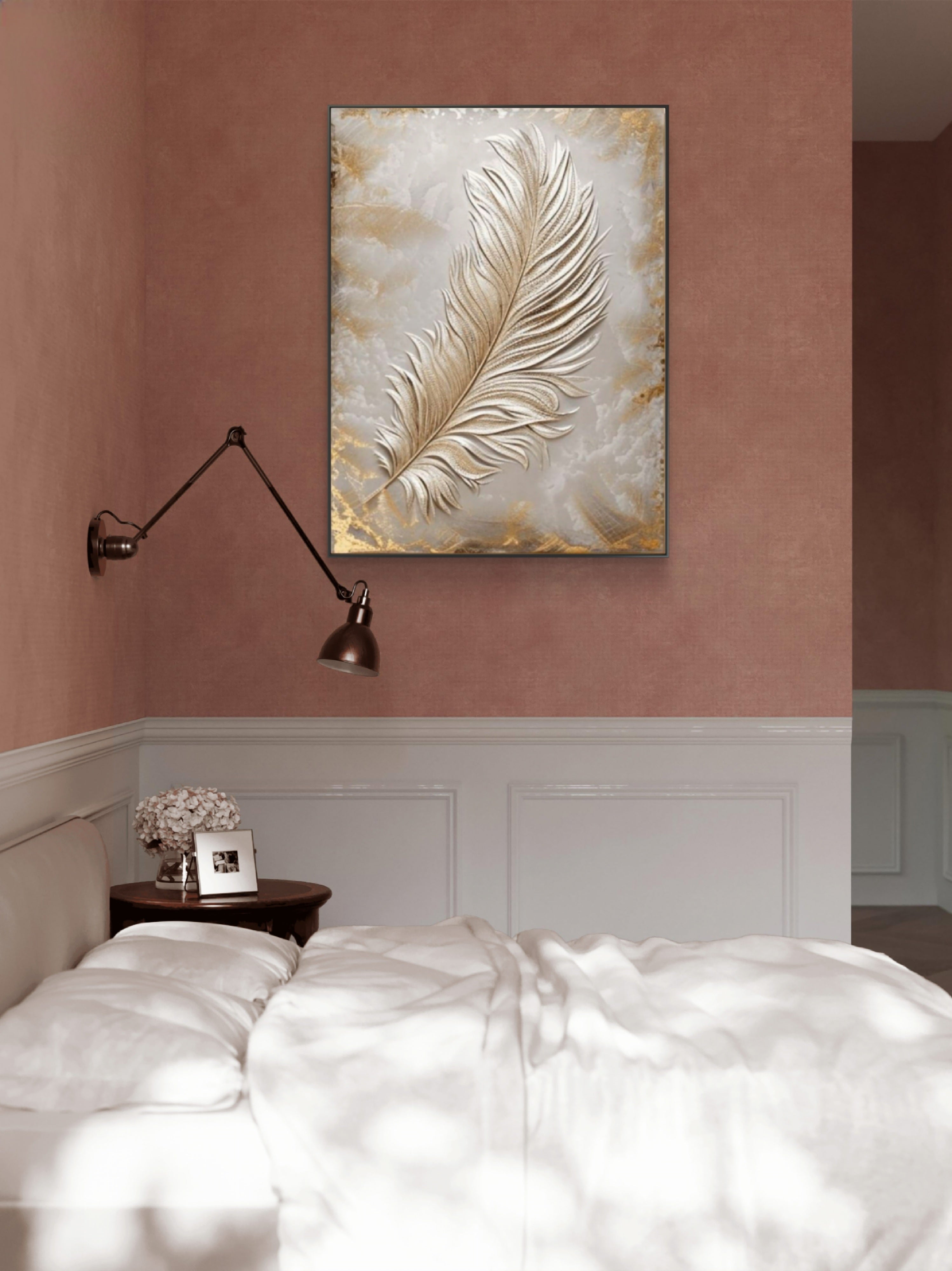 Feather Wall Painting, 3d sculptural painting