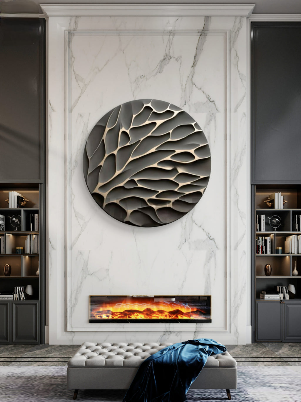 Round 3d wall art, wall panel, sculptural art